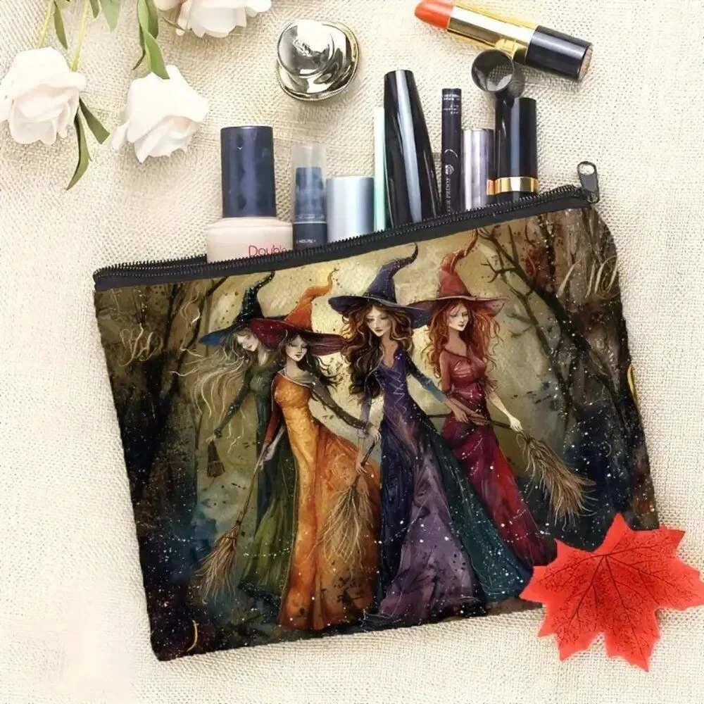 Halloween Gothic Spooky Retro Witches Coven Makeup Bag - Double-Sided Printed